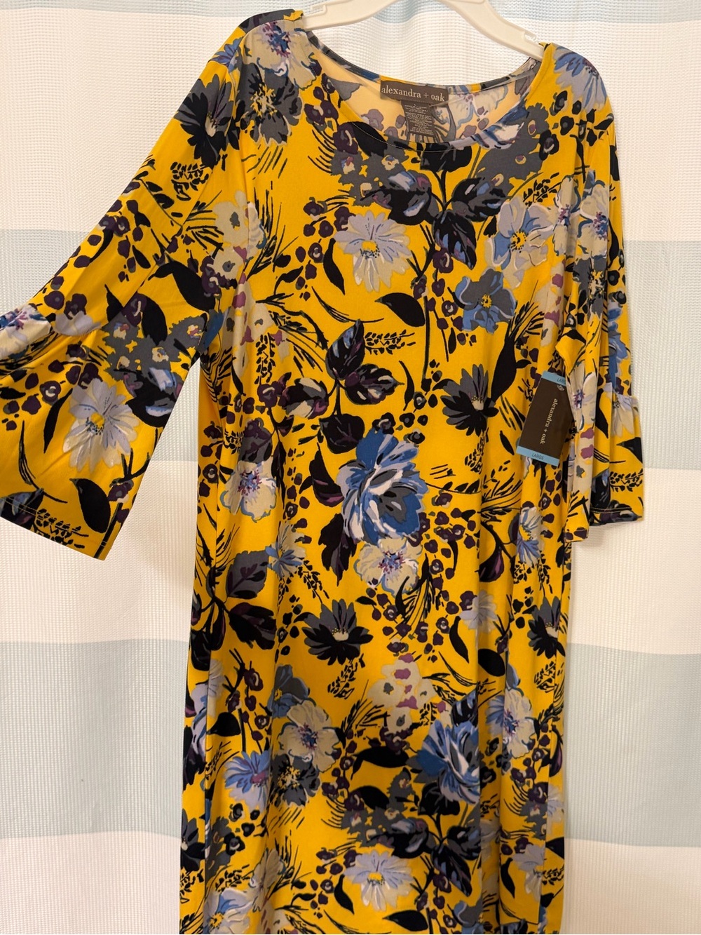 Alexandra + Oak Mustard Floral Tunic Dress